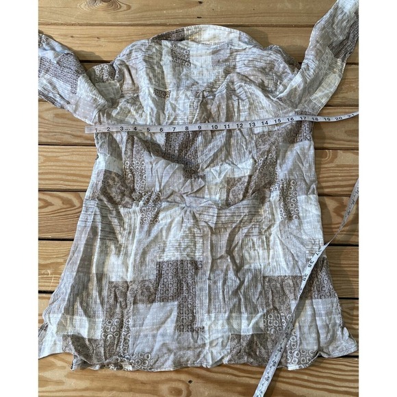 Joan Rivers Patchwork Plaid Cotton Tunic Shirt Size 2XS Women’s Taupe - Picture 6 of 8